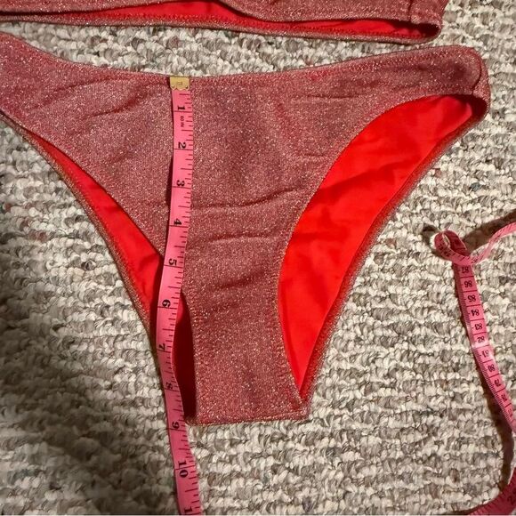 Kendall & Kylie Red Shimmer Bandeau Bikini- Size Small - Picture 6 of 10
